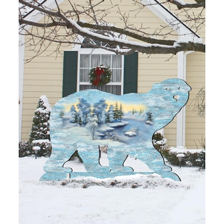 Heat Wave 32 in Polar Bear Scenic FreeStanding Garden Decor HE1770849